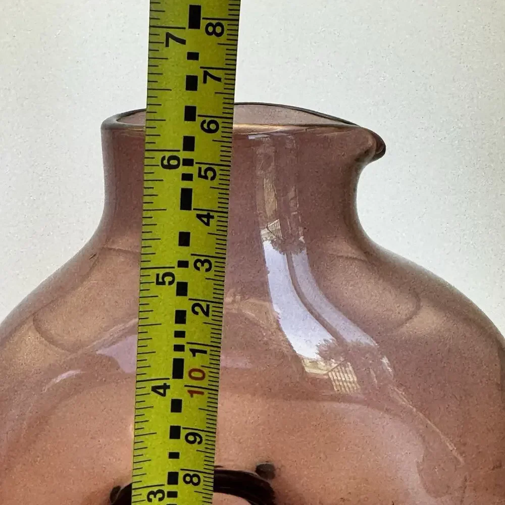 La Mailloche Quebec Purple Blown Art Glass Pinched Vase or Decanter Signed‎ 6